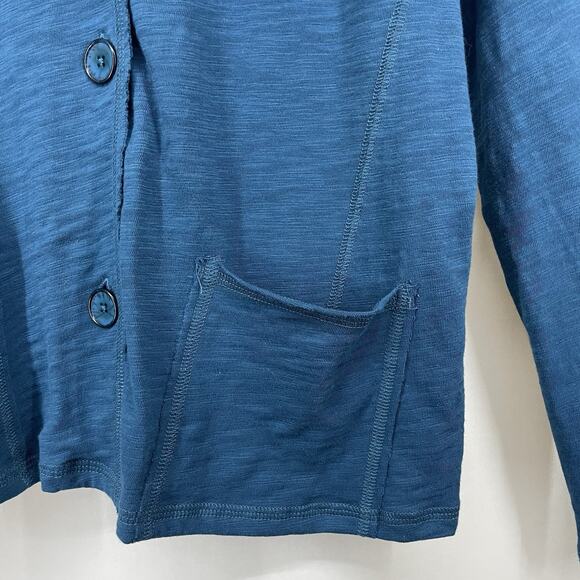 Habitat Clothes To Live in Size M Pocket Cardigan Top Baltic Teal Blue Lagenlook - Picture 4 of 9